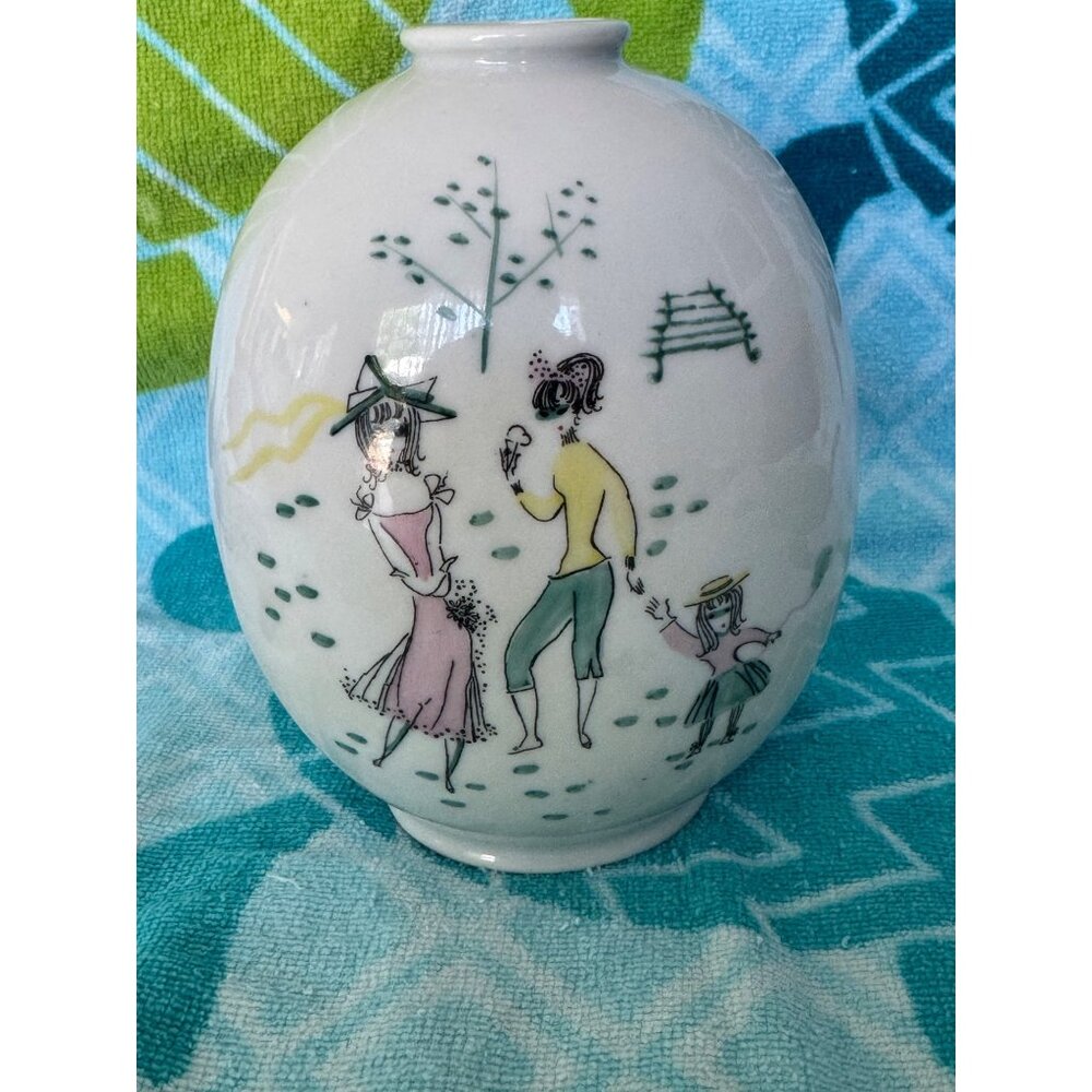 Vintage MCM Rosenthal  Bele Bachem Vase Girls At Park
